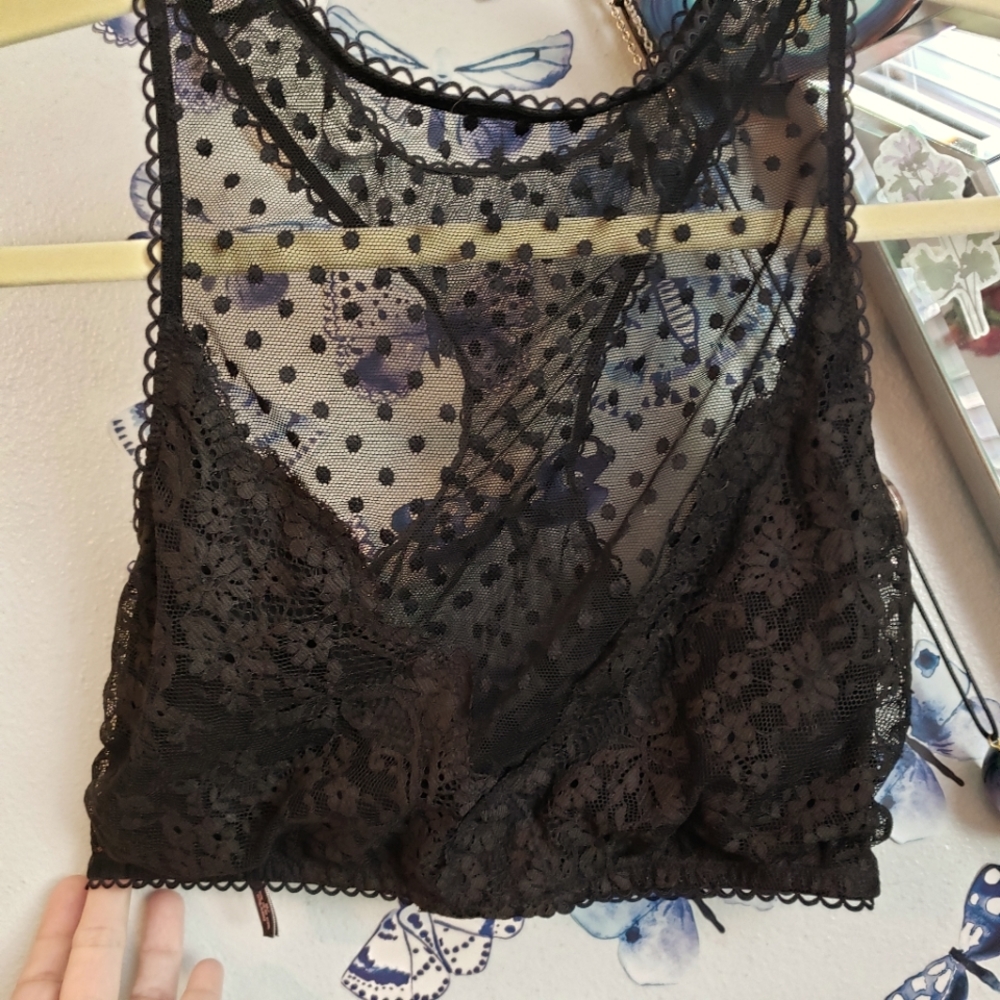 Victoria's Secret high neck sheer lace racerback black bralette size medium